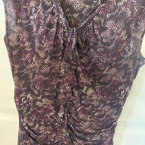 Classiques Entier purple scale print ruched sleeveless top size L
